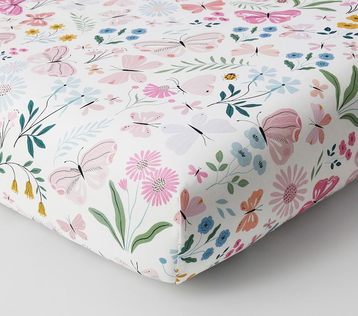 Wildflower Butterfly Crib Fitted Sheet Pottery Barn Kids