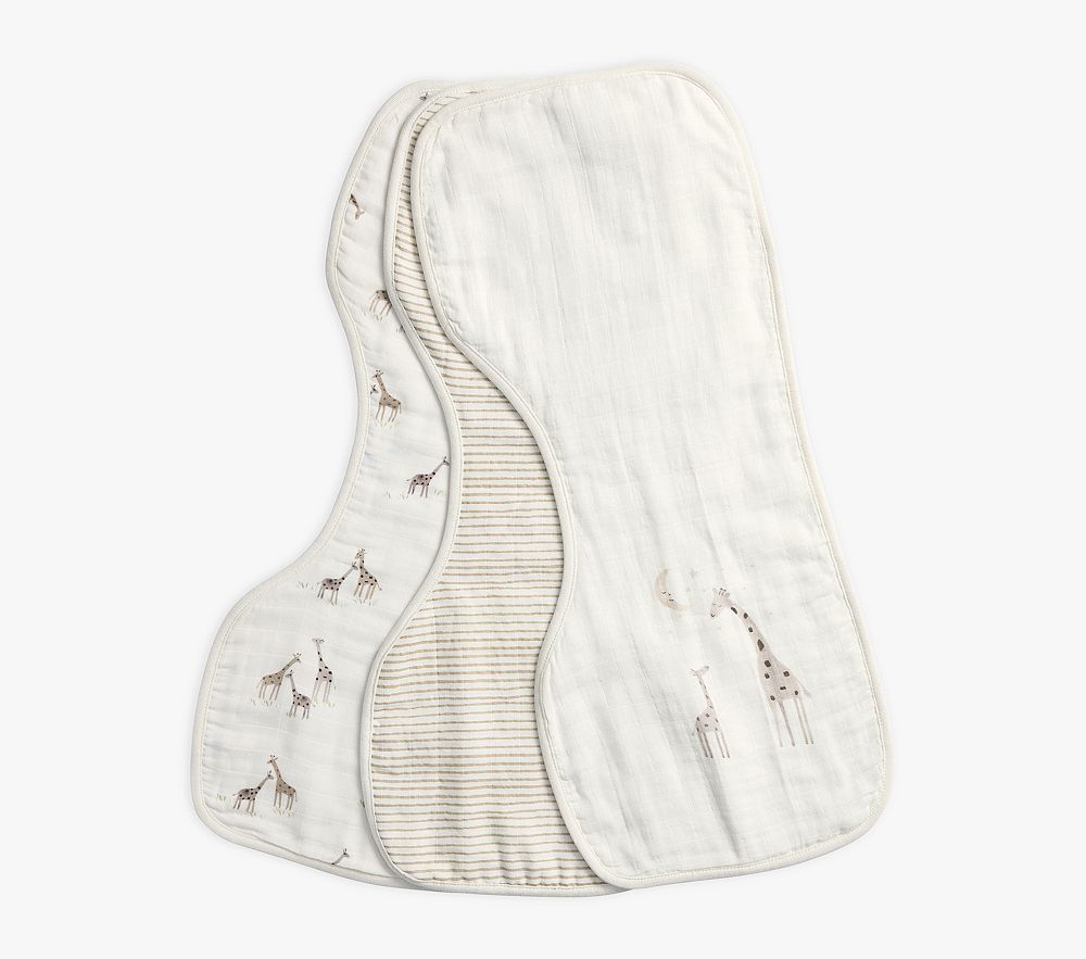 Goldie Giraffe Organic Muslin Burp Cloth, Set of 3