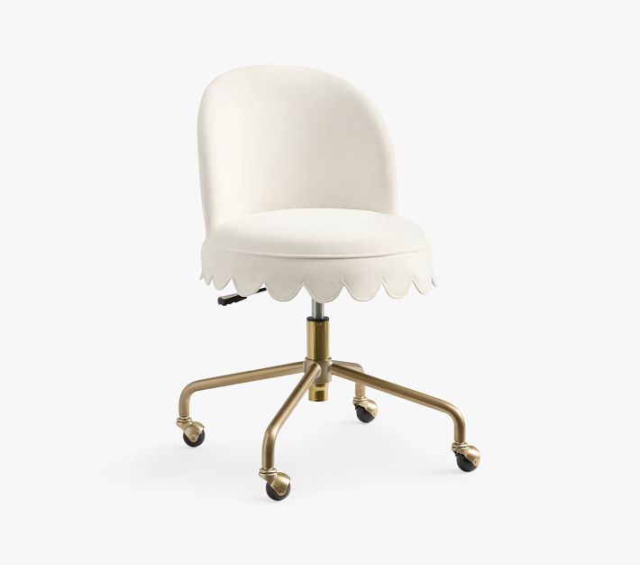 Swivel Chair White Scalloped Chair Scallop Skirt Swivel Desk Chair