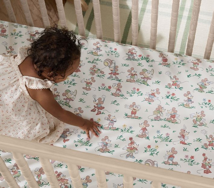 Disney Mickey Minnie Garden Crib Sheet Organic Pottery Barn Kids