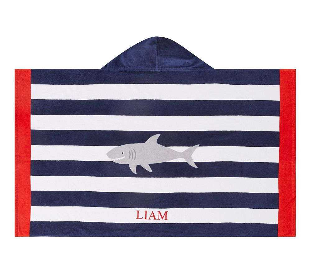 Shark Stripe Beach Hooded Towel UPF 50+