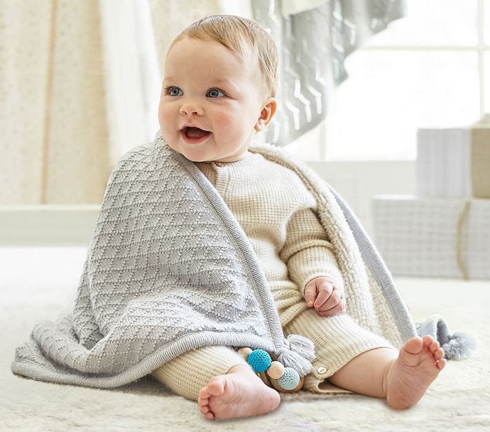 Luxe Cable Knit Sherpa Baby Blanket | Pottery Barn Kids