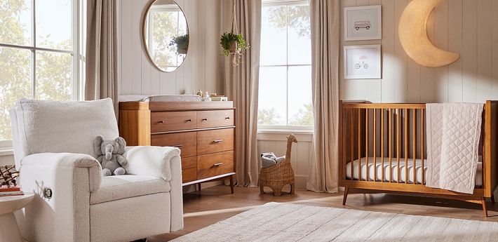 【Bebe】 west elm x pbk Mid-Century Convertible Baby Crib | Pottery