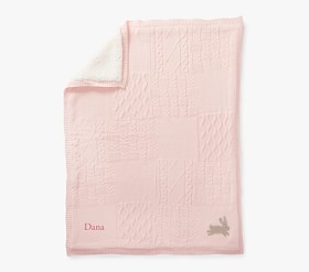 特撮 Handwoven Baby Blankets bunny-patchwork-cable-heirloom