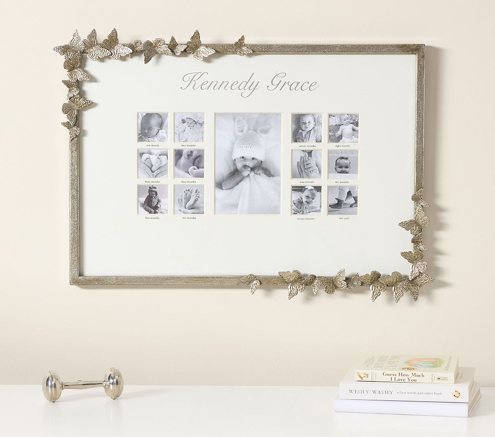 Monique Lhuillier Silver Butterfly First Year Metal Frame (15.5&quot; x 22&quot;)