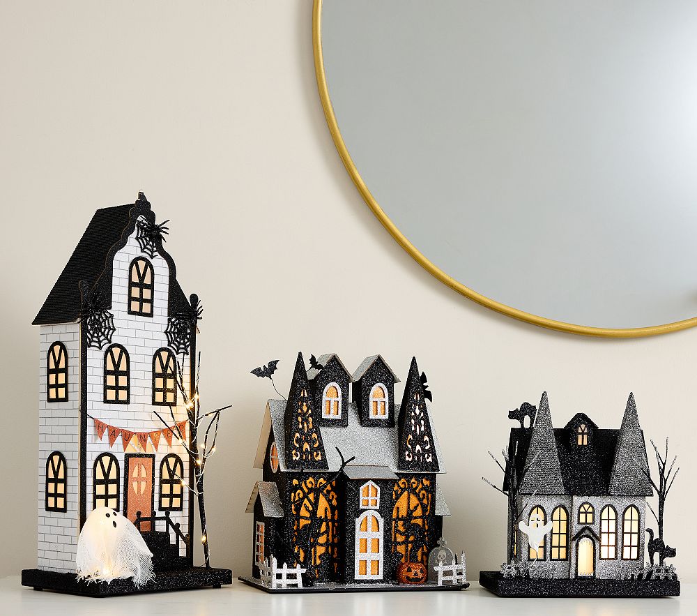 Light-Up Halloween Mantel Village