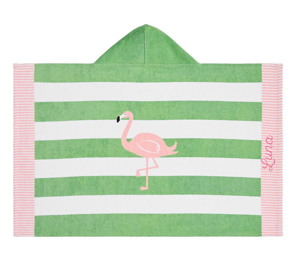 Rugby Stripe Flamingo Beach Hooded Towel UPF 50+