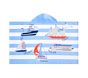 Boats Rugby Stripe Kid Beach Hooded Towel UPF 50+
