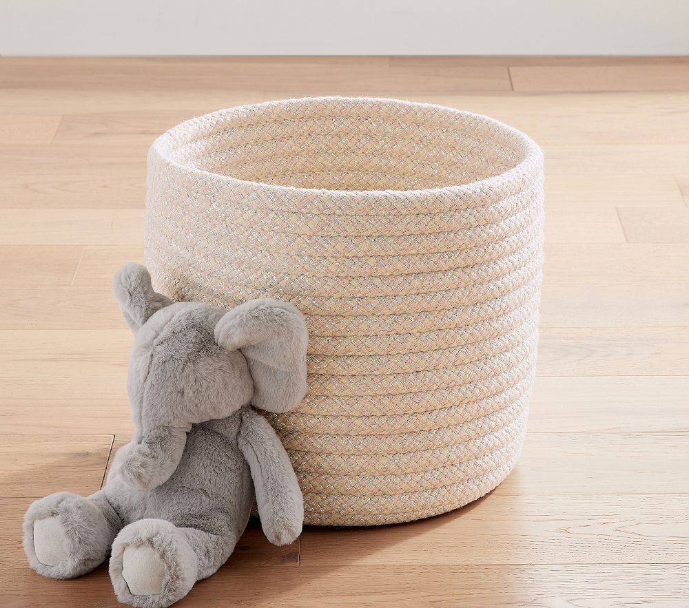 Open Box: Metallic Colorblock Basket, Large, Silver