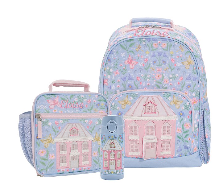 Mackenzie Blue Dollhouse Floral Backpack Lunch Bundle, Set of
