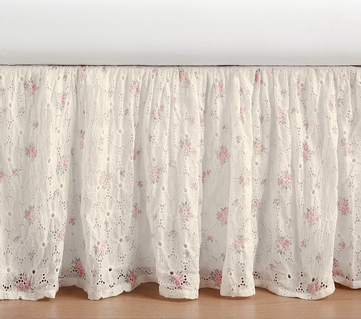 LoveShackFancy Eyelet Crib Skirt Floral Baby Bedding Pottery