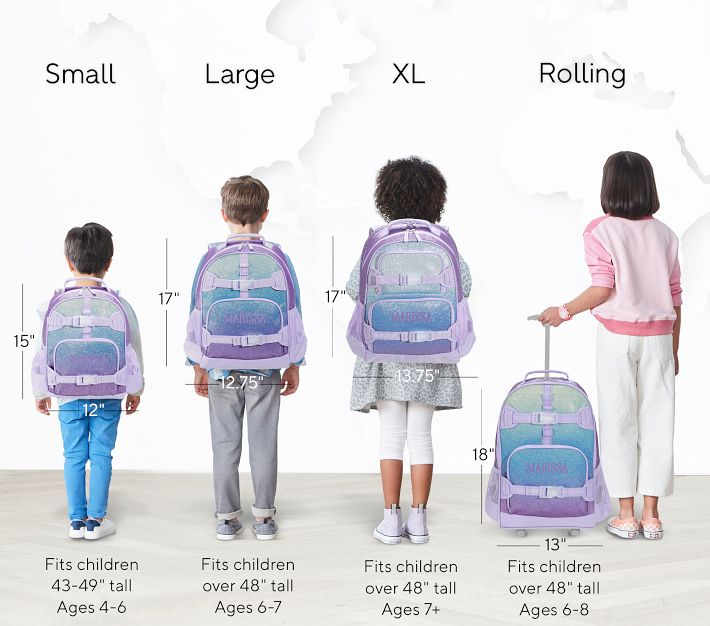Mackenzie Lavender Aqua Ombre Glitter Backpack Lunch Bundle, Set Of