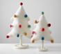 White Pom-Pom Felted Wool Trees, Set of 2
