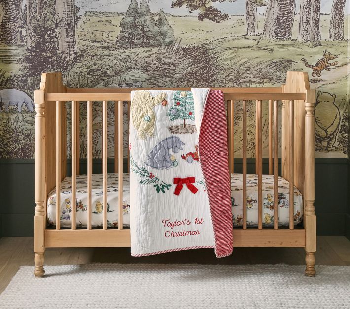 Disney's Winnie the Pooh Holiday Organic Crib Fitted Sheet