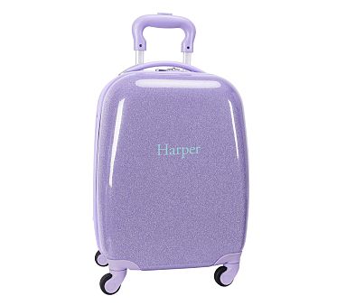Mackenzie Lavender Glitter Hard-Sided Luggage | Pottery Barn Kids