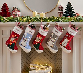 Light-Up Quilted Christmas Stocking Collection Pottery Barn Kids