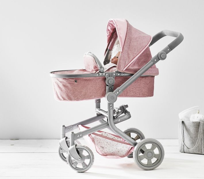 Pink Glitter Convertible 3-in-1 Baby Doll Stroller Doll