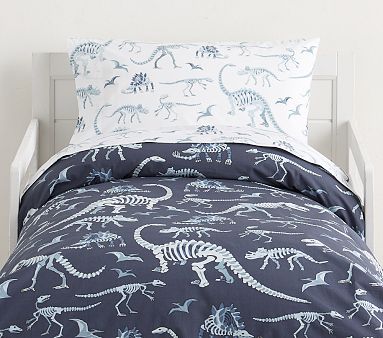 Glow-in-the-Dark Dino Bones Duvet Cover