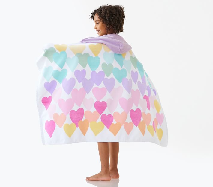 Rainbow Heart Beach Hooded Towel UPF 50+ Pottery Barn Kids
