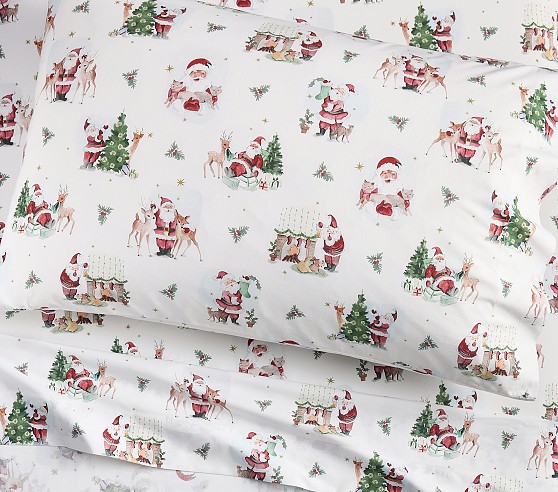 Holly Jolly Santa Organic Crib Fitted Sheet
