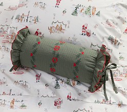 Riley Sheehey Holiday Floral Embroidered Bolster Pillow