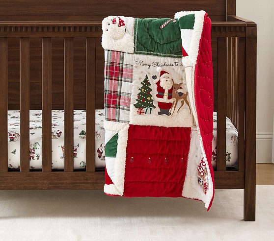 Holly Jolly Santa Organic Crib Fitted Sheet