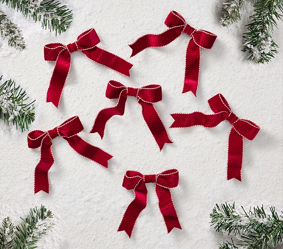 Stewart Plaid Bow Tree Clips, Set of 6