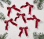 Cranberry Red Velvet Bow Tree Clips, Set of 6