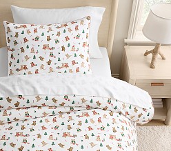 Holiday Teddy Bears Organic Duvet & Shams