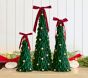 Green Velvet Decorative Trees, Set of 3