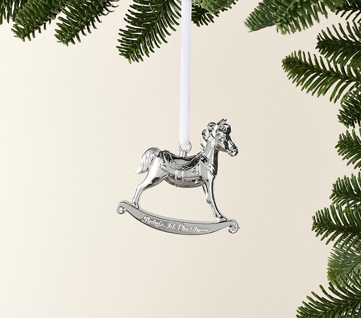 Baby's First Christmas Rocking Horse Silver Keepsake Ornament
