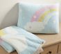 Rainbow Fuzzy Throw Blanket &amp; Wedge Pillow Set