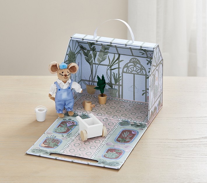 Greenhouse Miniature Mouse Dollhouse Set Playful Fun Pottery