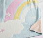 Rainbow Fuzzy Throw Blanket &amp; Wedge Pillow Set