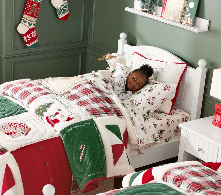 Holly Jolly Santa Organic Sheet Set Pottery Barn Kids