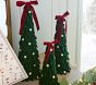 Green Velvet Decorative Trees, Set of 3