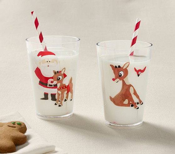 pottery barn kids クリスマス　ルドルフ　皿&タンブラーセット Ceramic Rudolph the Red-Nosed Reindeer® Kids Plate Set