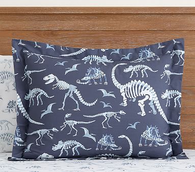 Glow-in-the-Dark Dino Bones Standard Sham