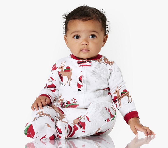 Black Santa Organic Baby Pajama Pottery Barn Kids
