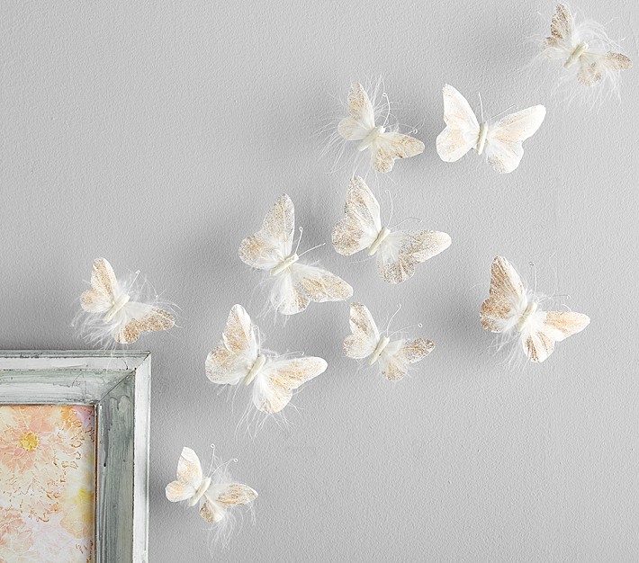 Rosegold Feather Butterflies Kids Wall Decor Pottery Barn Kids