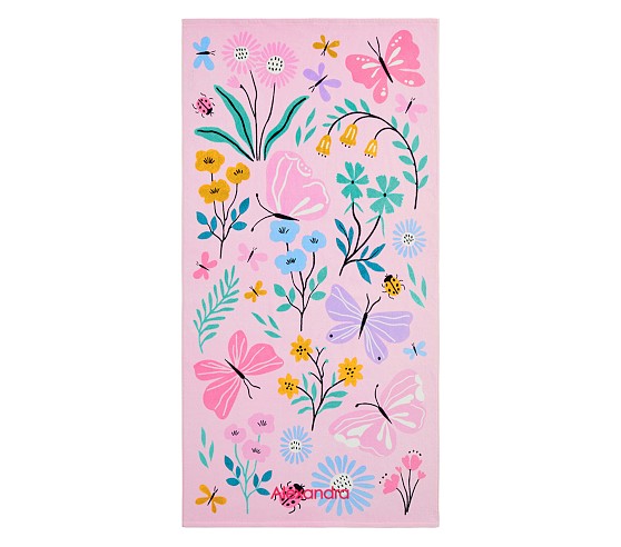 Wildflower Butterfly Kid Beach Towel UPF 50+