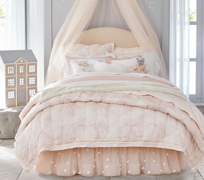 Monique Lhuillier Blush Pink Ethereal Kids' Bed Skirt Pottery