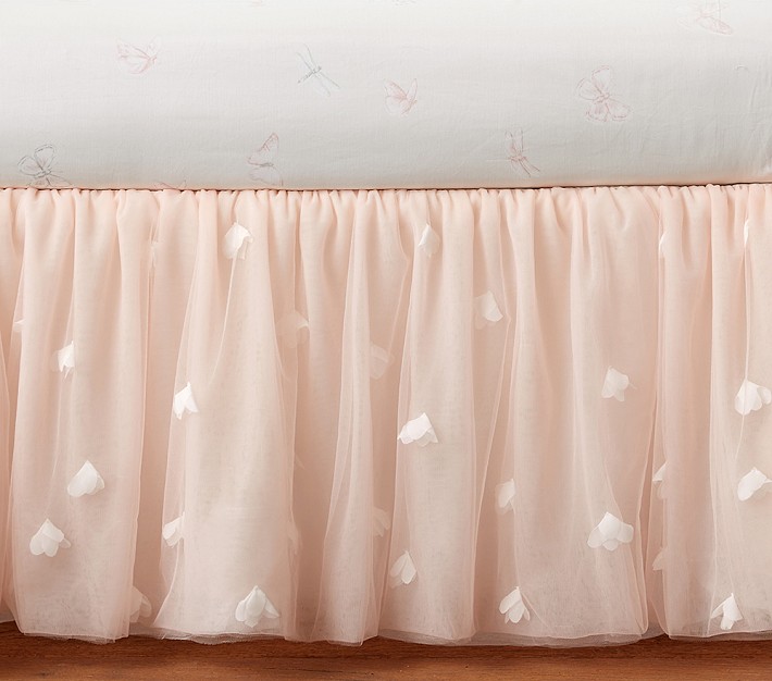 Monique Lhuillier Blush Pink Ethereal Kids' Bed Skirt Pottery