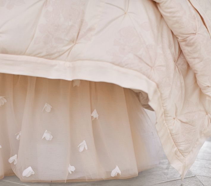 Monique Lhuillier Blush Pink Ethereal Kids' Bed Skirt Pottery