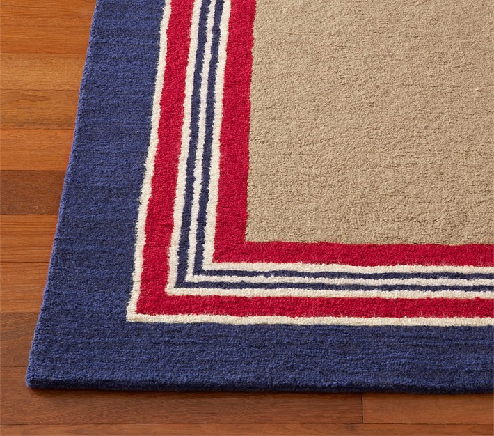 Red/Navy Tailored Stripe Rug Swatch