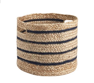 Stripe Rafia Storage Small Navy