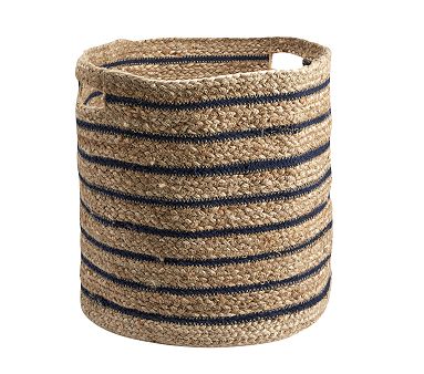 Stripe Rafia Storage Large Navy