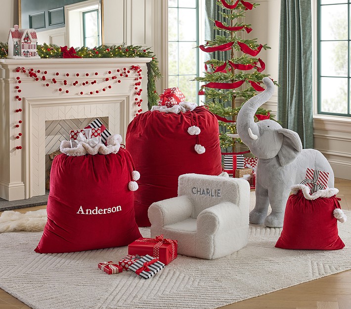 Red Velvet Santa Bags Pottery Barn Kids