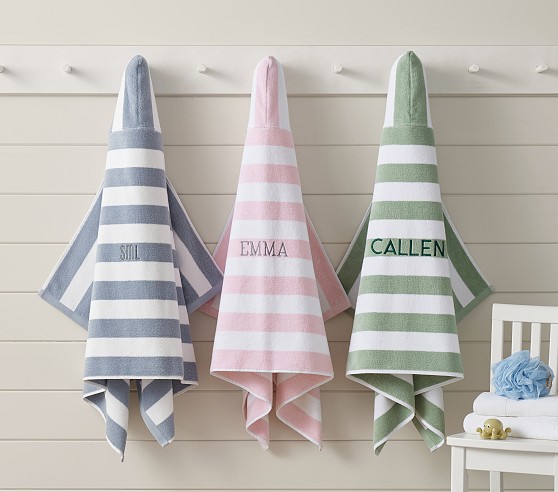 BEAUDEN BARRETT タオル Rugby Stripe Hooded Towel | Pottery Barn Kids