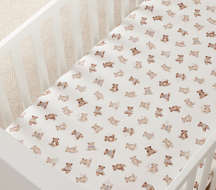 Teddy Bear Organic Crib Fitted Sheet